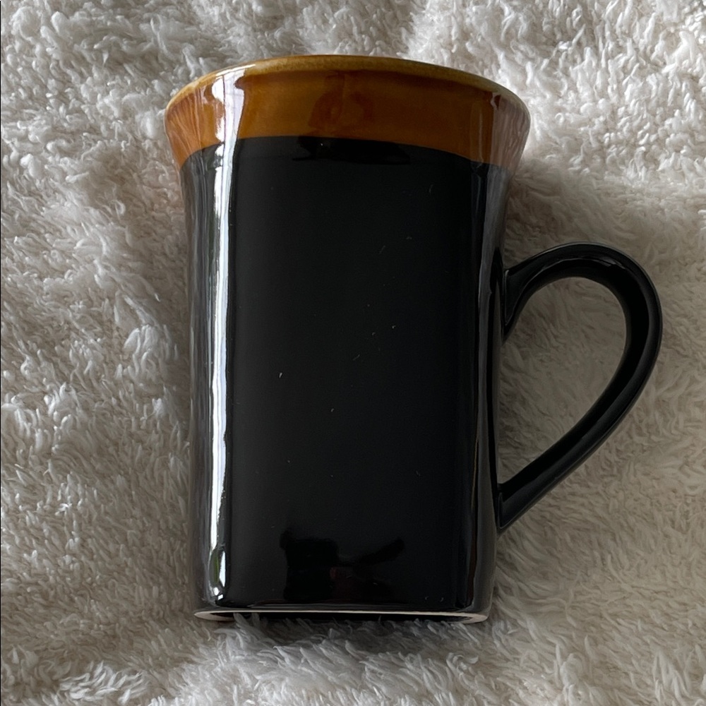 Royal Norfolk Black stoneware, Ceramic Mug with Brown Rim. Mint condition.